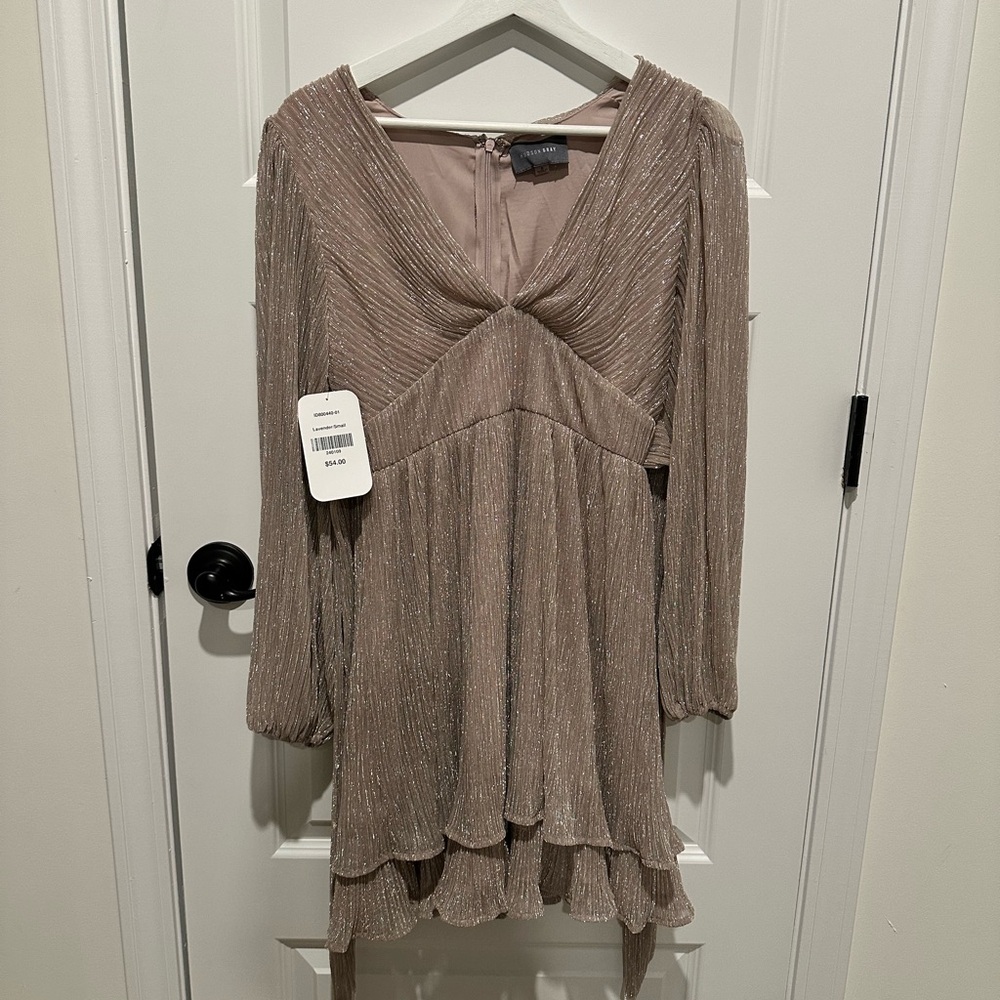 Chic Long Sleeve Taupe Dress